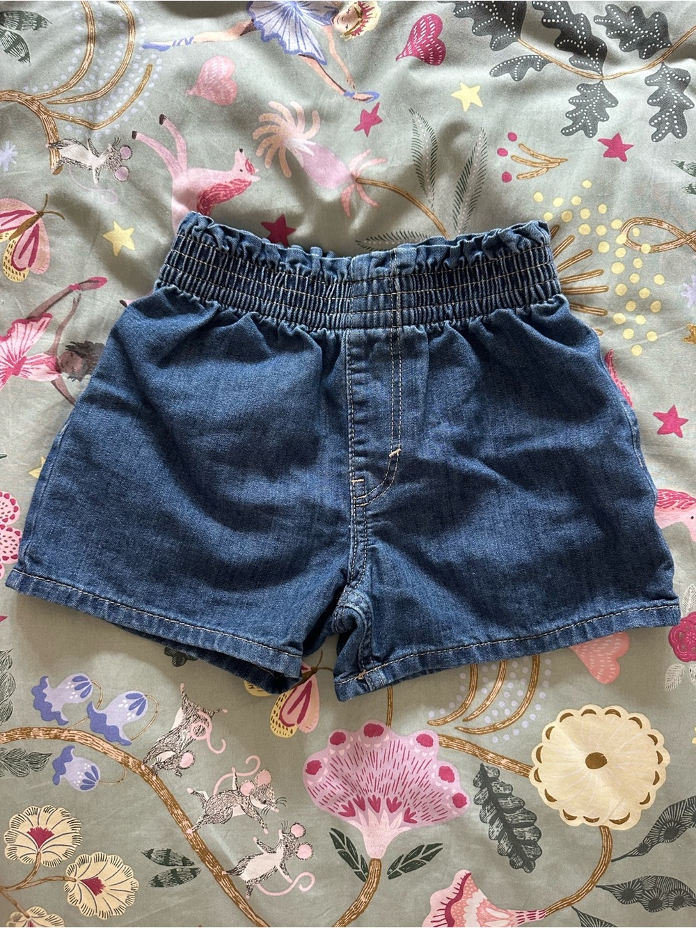 H&M 5T Dark Blue Denim Elastic-Waist Shorts
